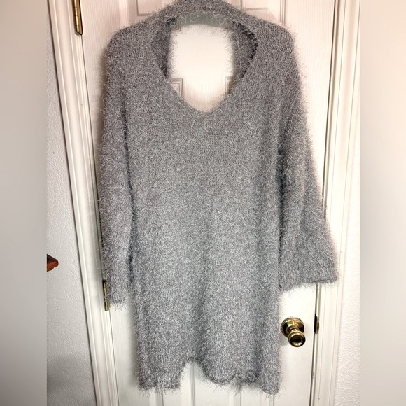 POL Soft Gray Eyelash Fuzzy Cardigan - Picture 3 of 7